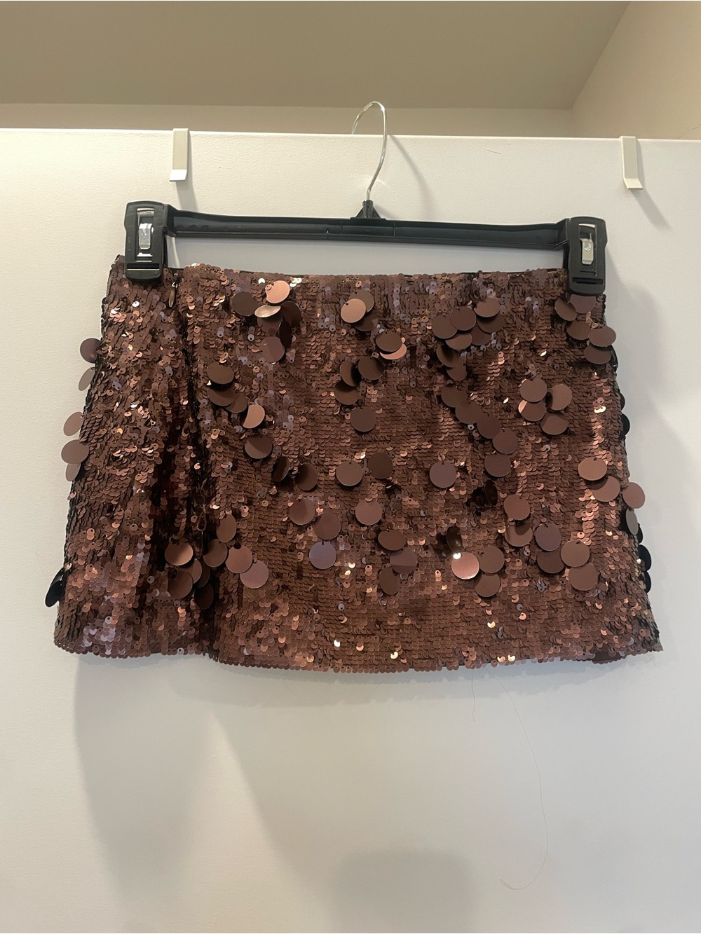 Danielle Guizio Copper Sequin Mini Skirt